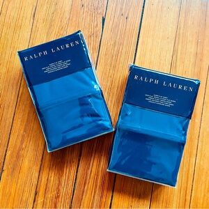 Navy Queen Flat Queen Sheet 424 Thread Count Percale $115 Ralph Lauren